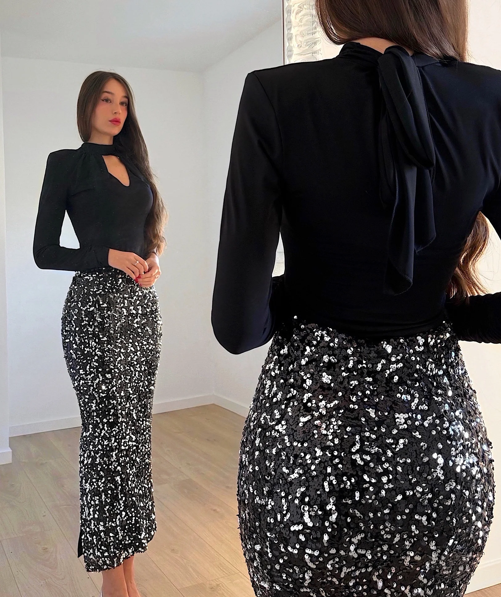 Body drapeado negro - Image 3